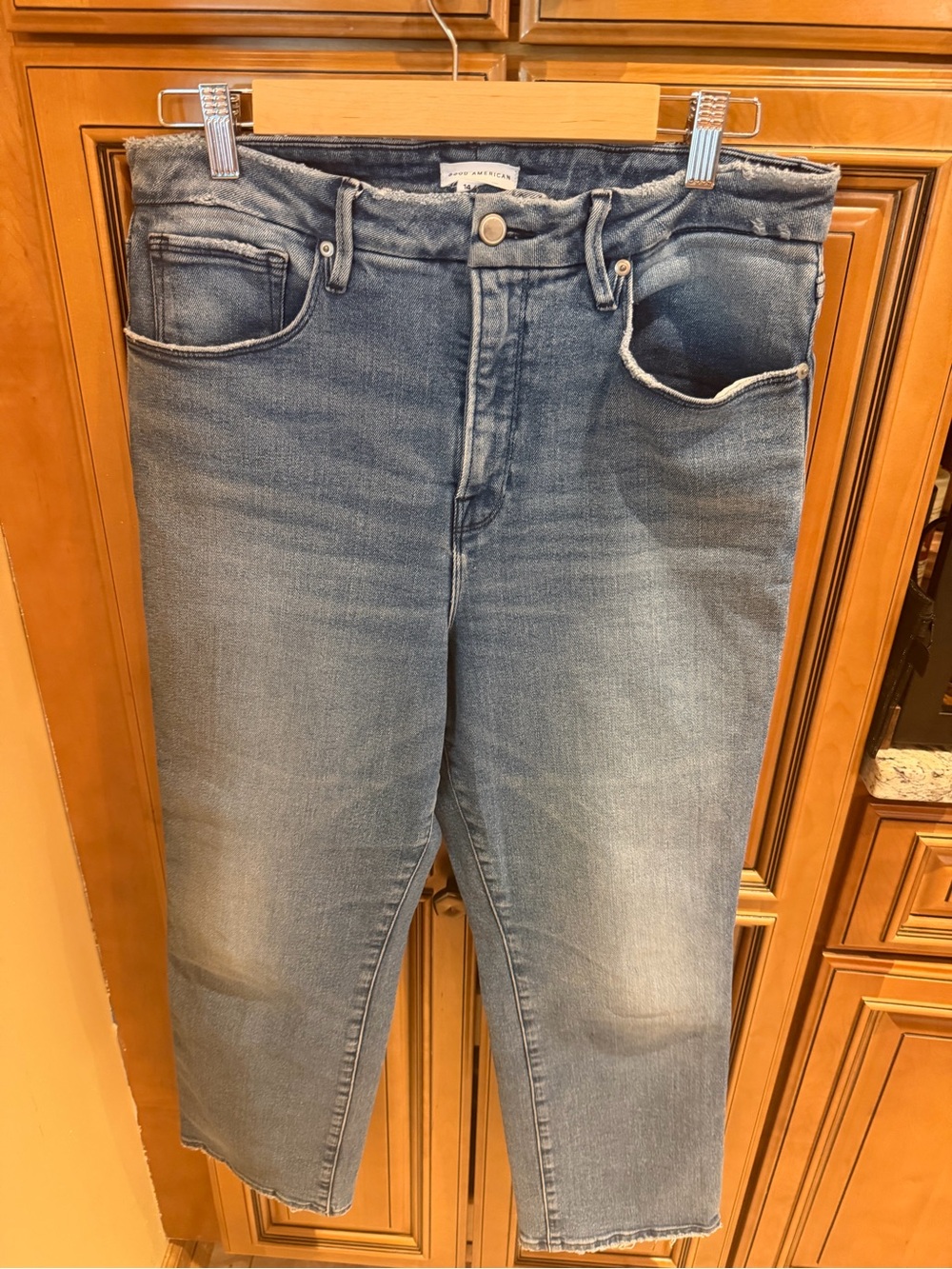 Good American Light Blue High-Rise Cropped Jeans